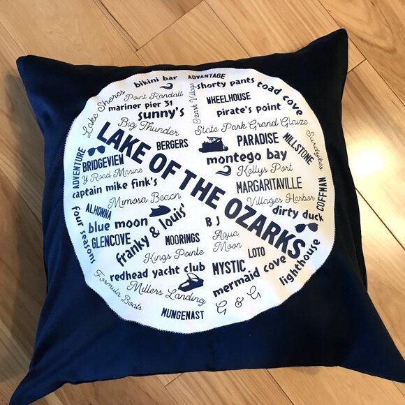 Summer Lake House Pillow Cover, 18x18: Lake of the Ozarks Marinas & Landmarks - Picture 3 of 8